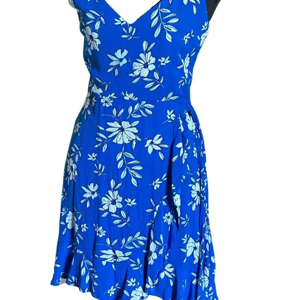 Sundress Sleeveless Royal Blue with Flowers (S) Mi AMi dd14 - Picture 9 of 12